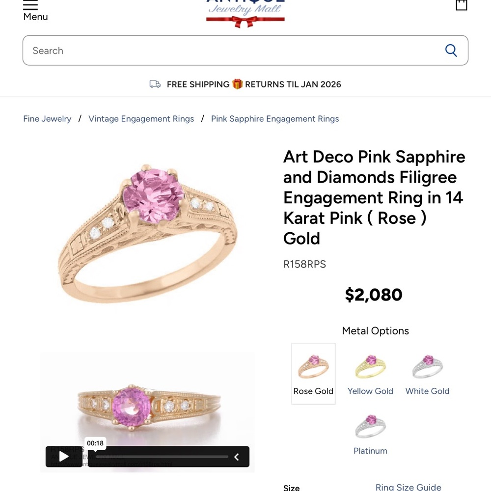Rose gold with real pink Sapphire and diamonds set. 14k rosegold.NOT plated. - Picture 3 of 9